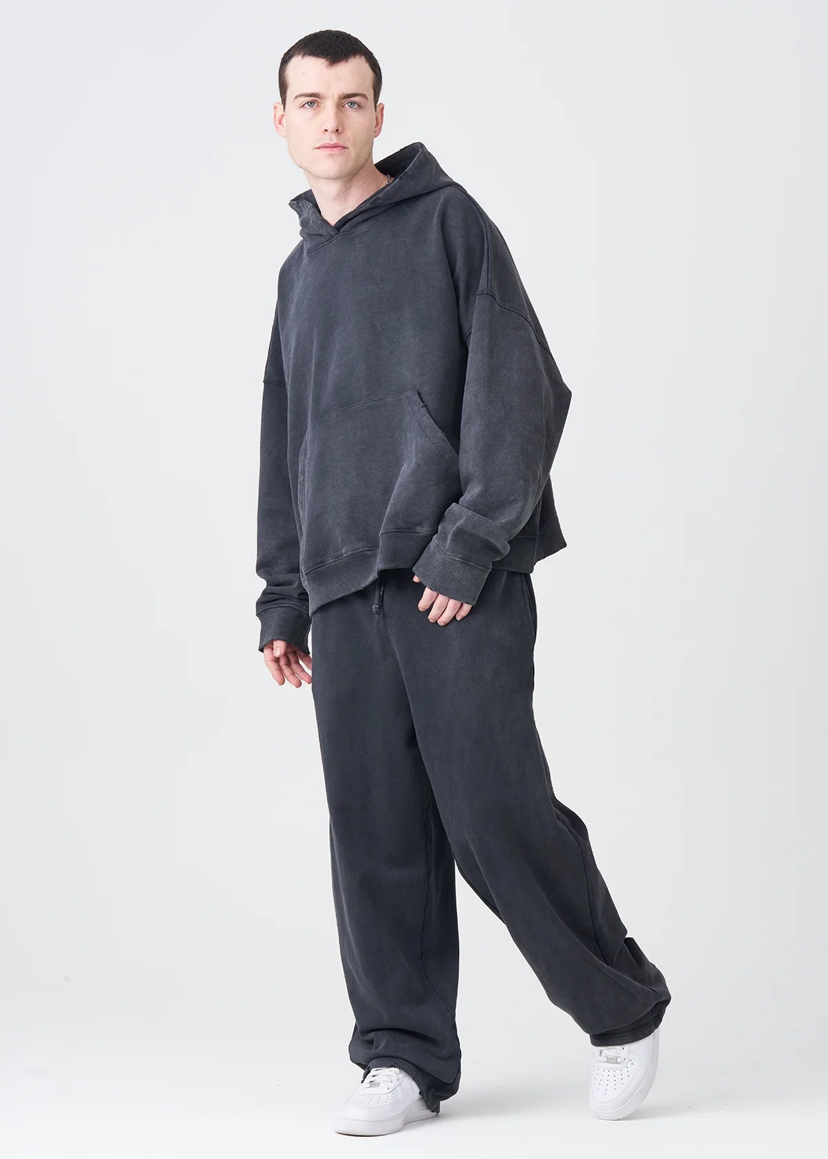 14 OZ Black French Terry Washed Sweeasuit