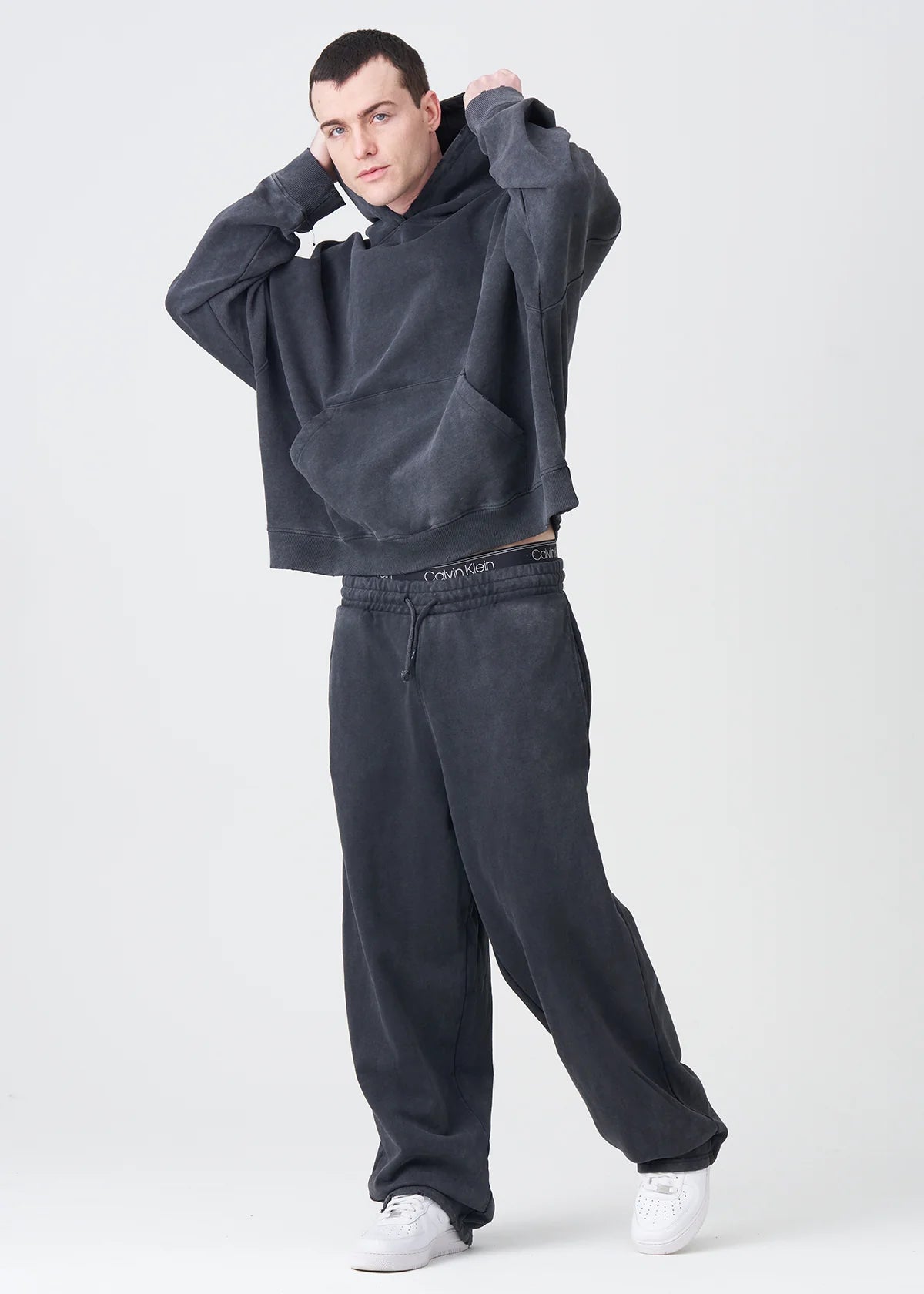 Black 14 OZ French Terry Garment Washed Sweatsuit