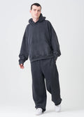 Black 14 OZ French Terry Garment Washed Sweatsuit