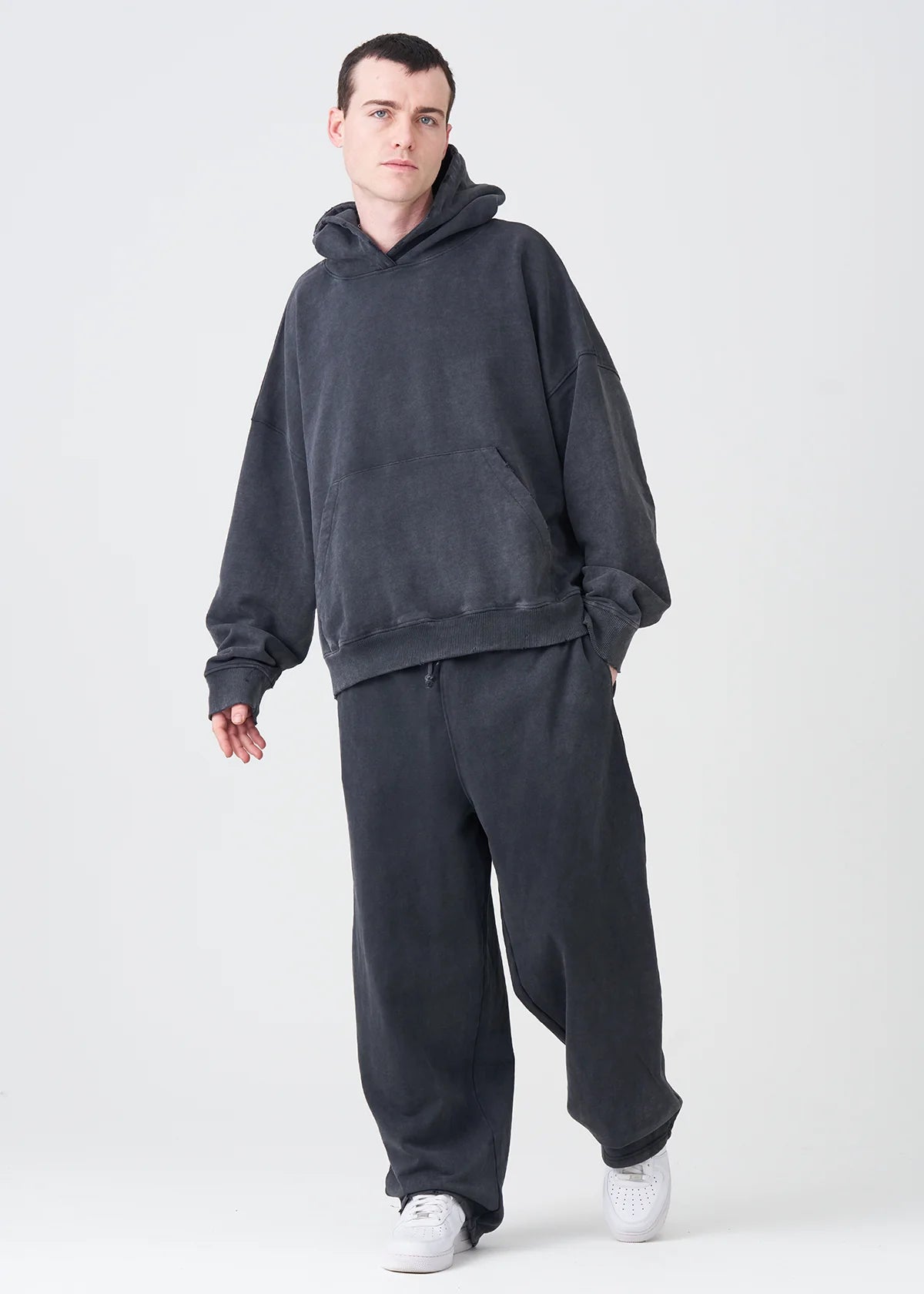 14 OZ Black French Terry Washed Sweeasuit