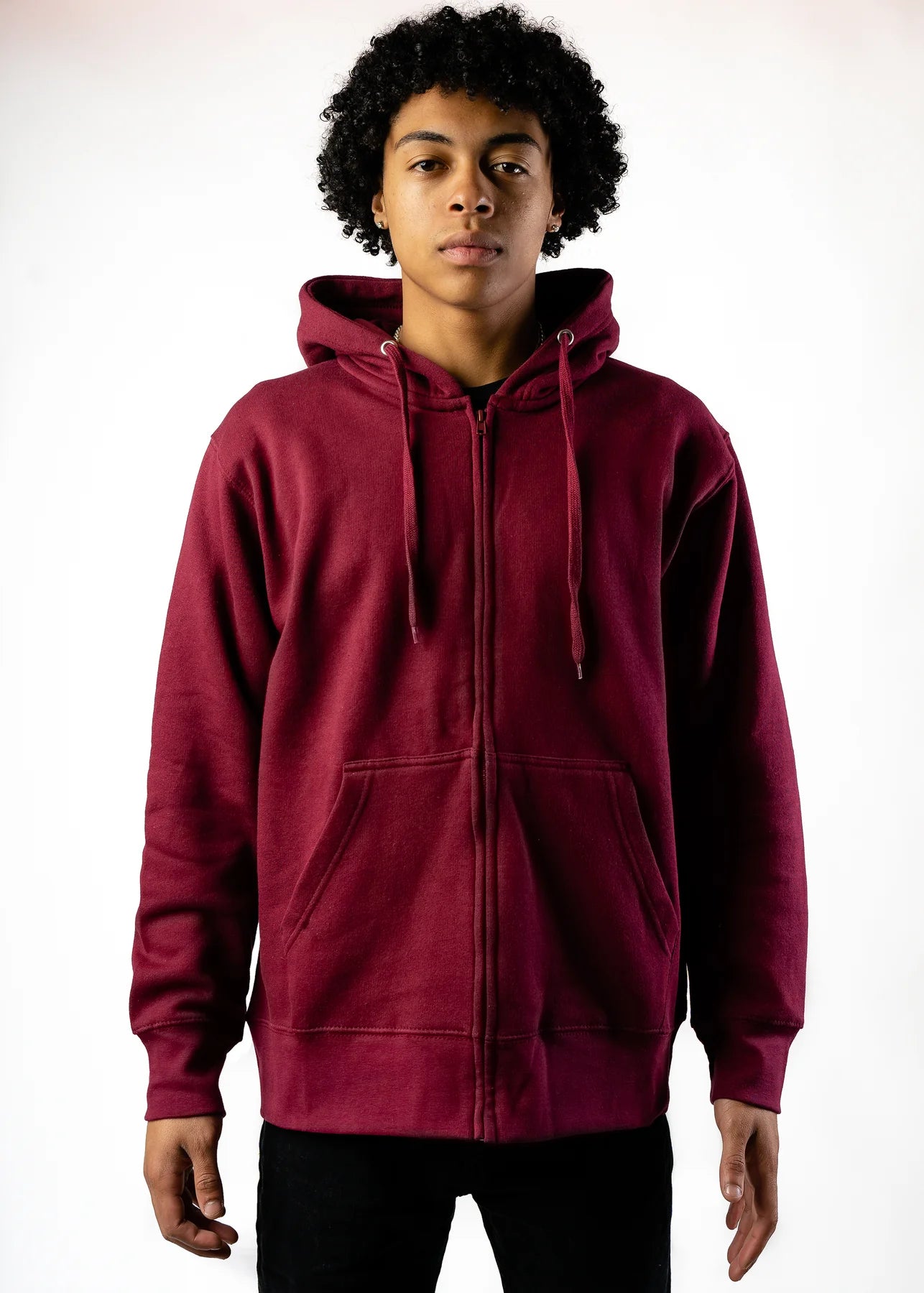 10 OZ Maroon Fleece Zip-Up Hoodie