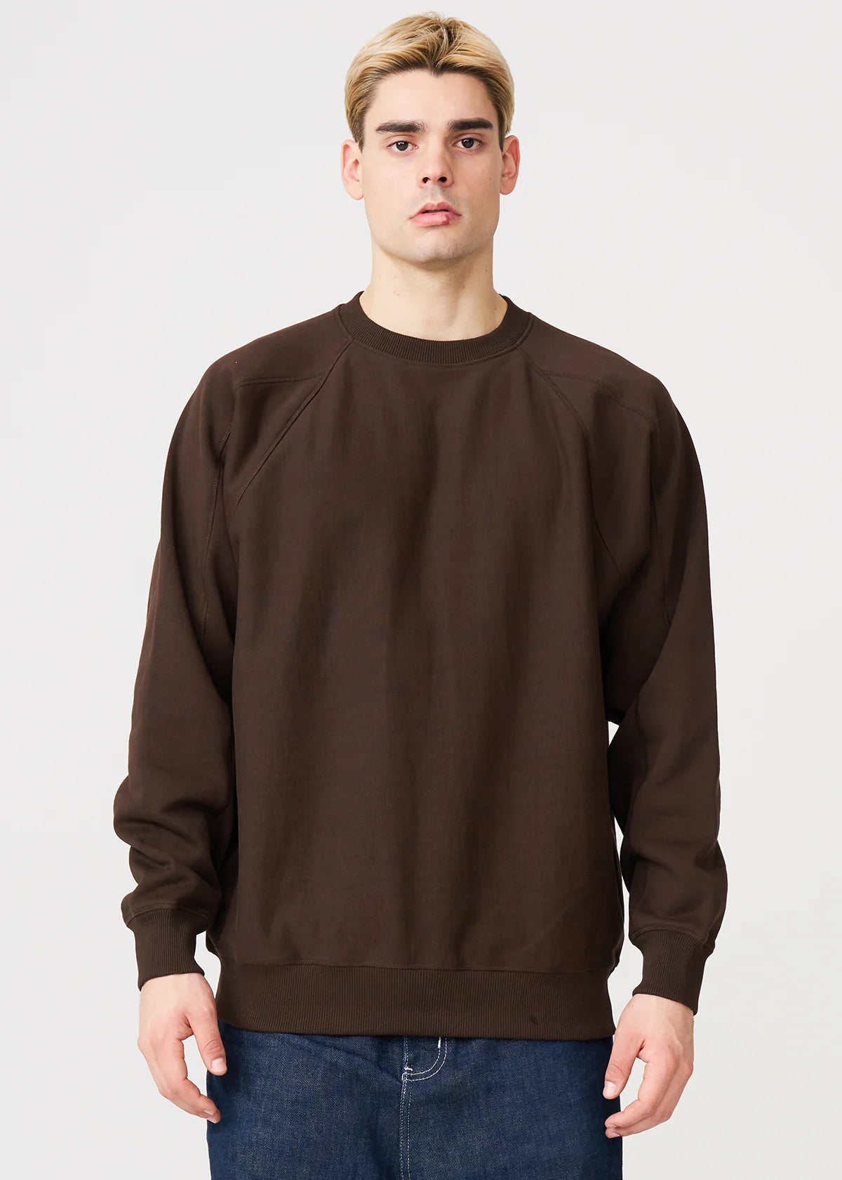 14 OZ Brown Fleece Heavyweight Crewneck Sweatshirt