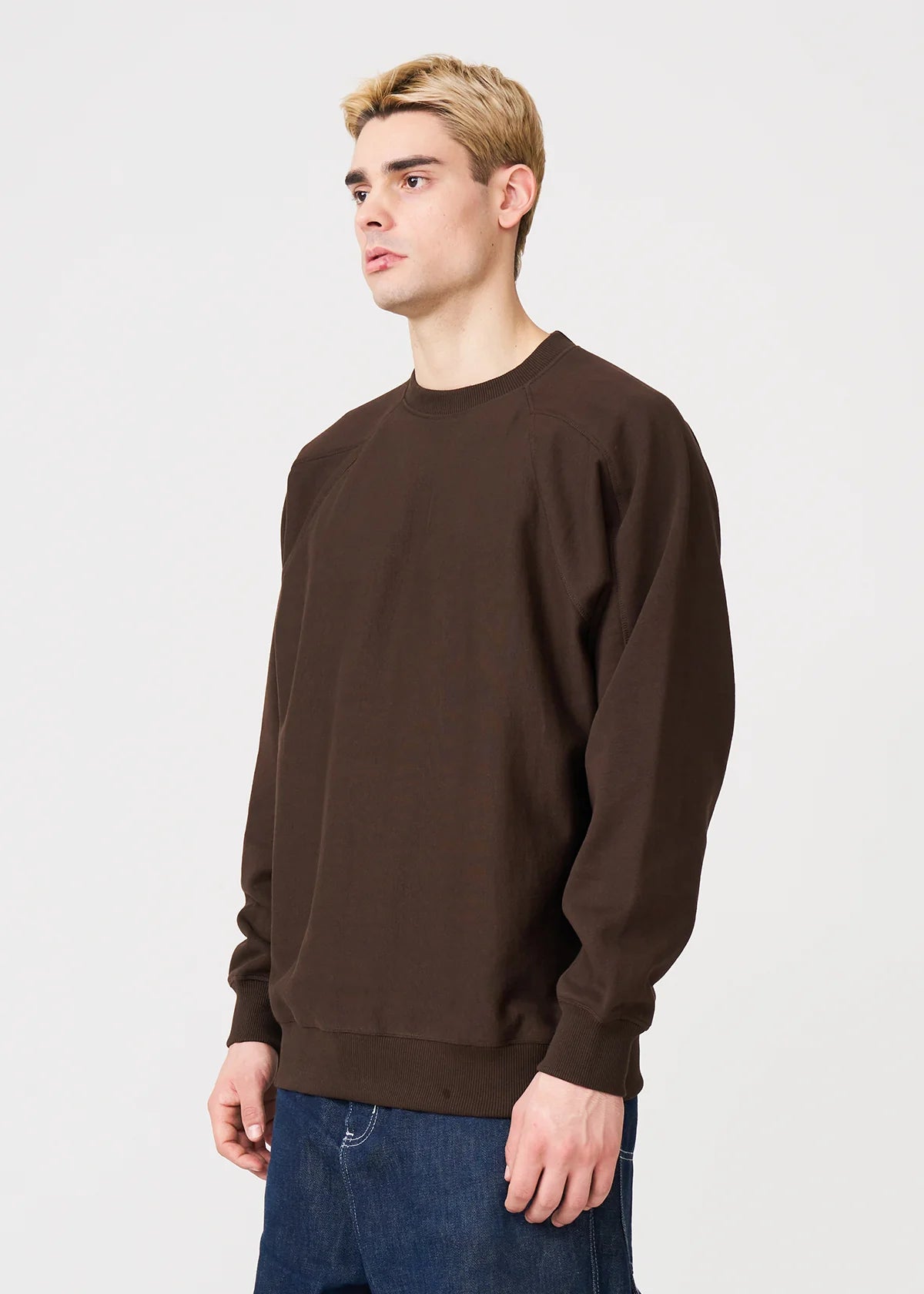 14 OZ Brown Fleece Heavyweight Crewneck Sweatshirt