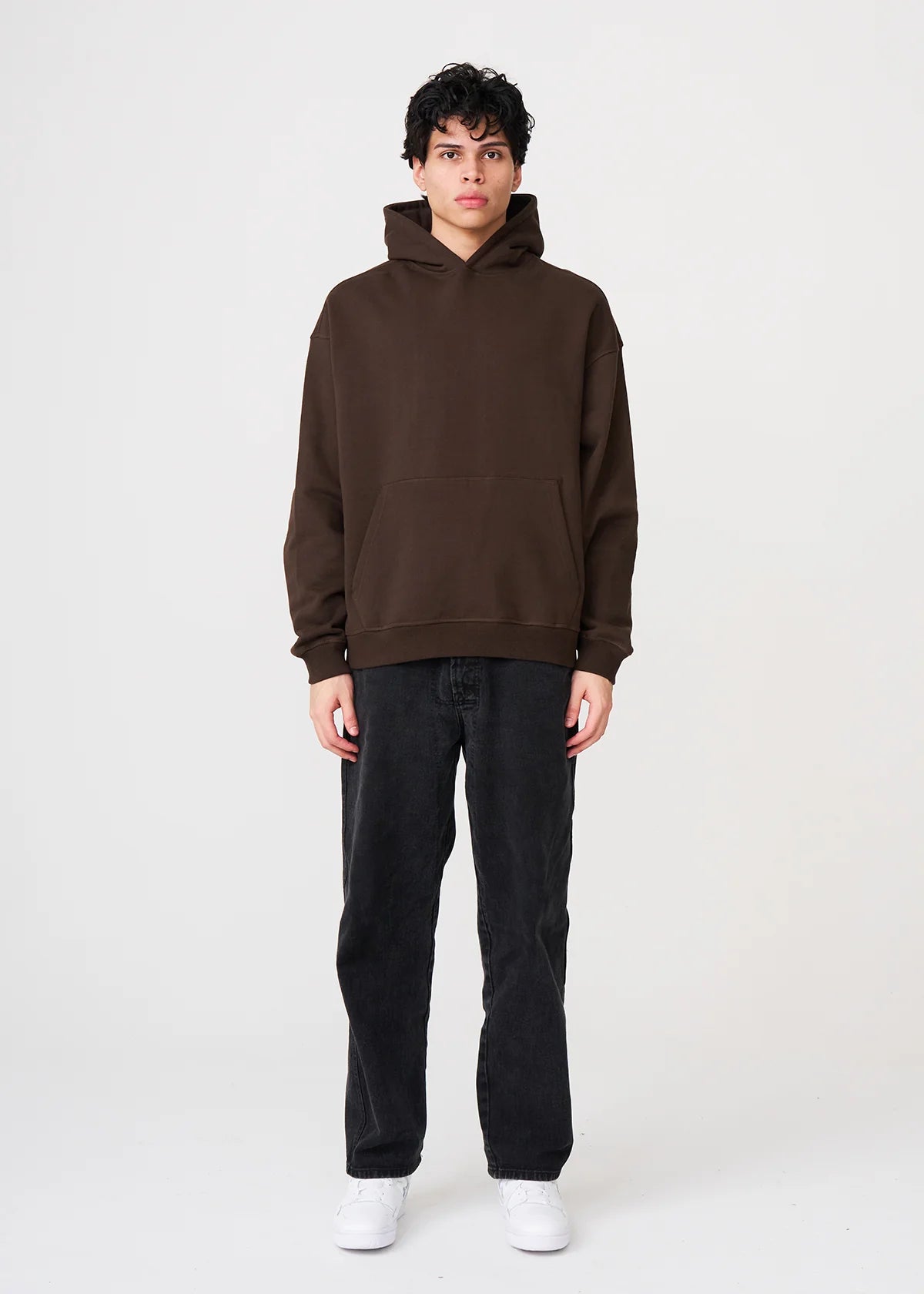 14 OZ Brown Oversized Urban Heavyweight Fleece Hooded Sweatshirt