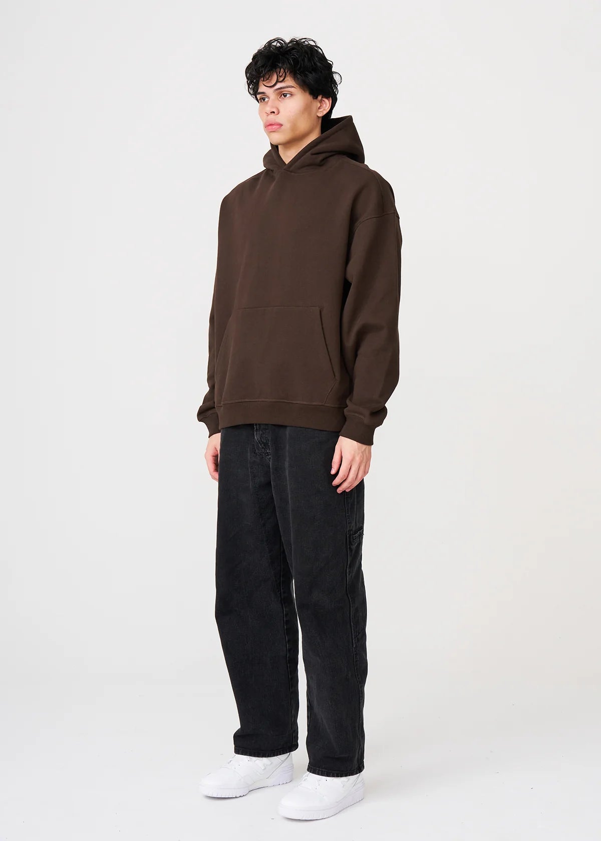 14 OZ Brown Oversized Urban Heavyweight Fleece Hooded Sweatshirt