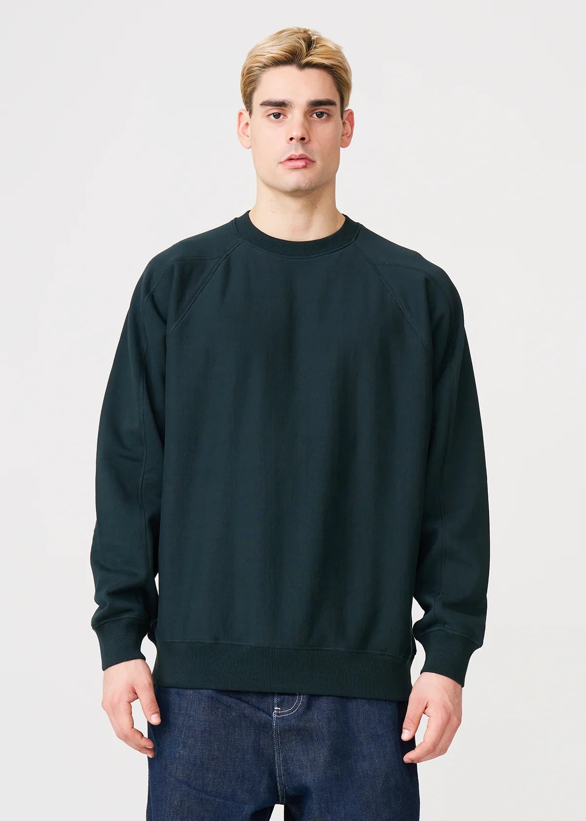 14 OZ Dark Green Fleece Heavyweight Crewneck Sweatshirt