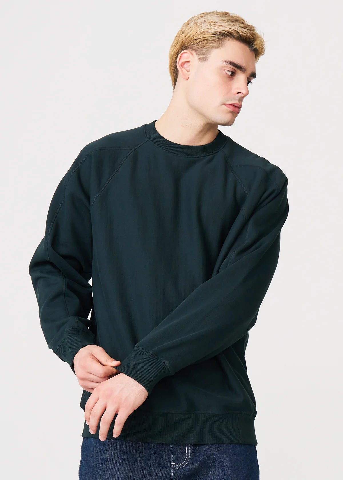 14 OZ Dark Green Fleece Heavyweight Crewneck Sweatshirt