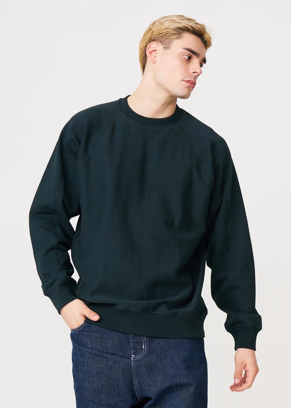 14 OZ Dark Green Fleece Heavyweight Crewneck Sweatshirt