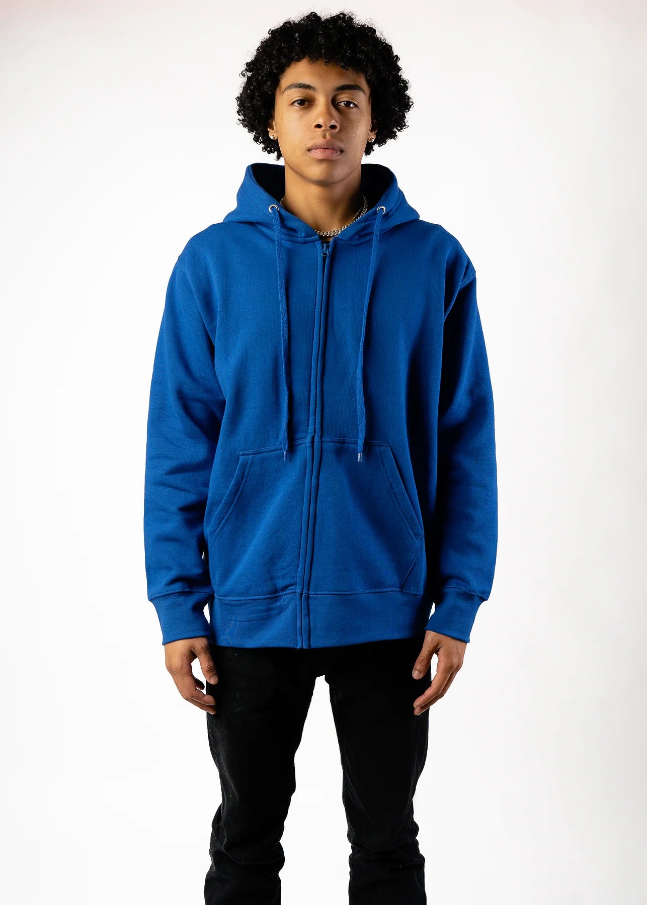 10 OZ Royal Blue Fleece Zip-Up Hoodie