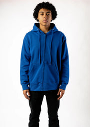 10 OZ Royal Blue Fleece Zip-Up Hoodie