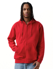 10 OZ Red Heavyweight Zip-Up Hoodie