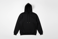 Black 12 OZ Tight Fleece Hoodie Luxury Flat Lay Back View