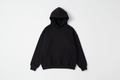 Black 14 OZ Drop Shoulder Oversized Hoodie Luxury Flat Lay Front View - Extreme Drop Shoulder