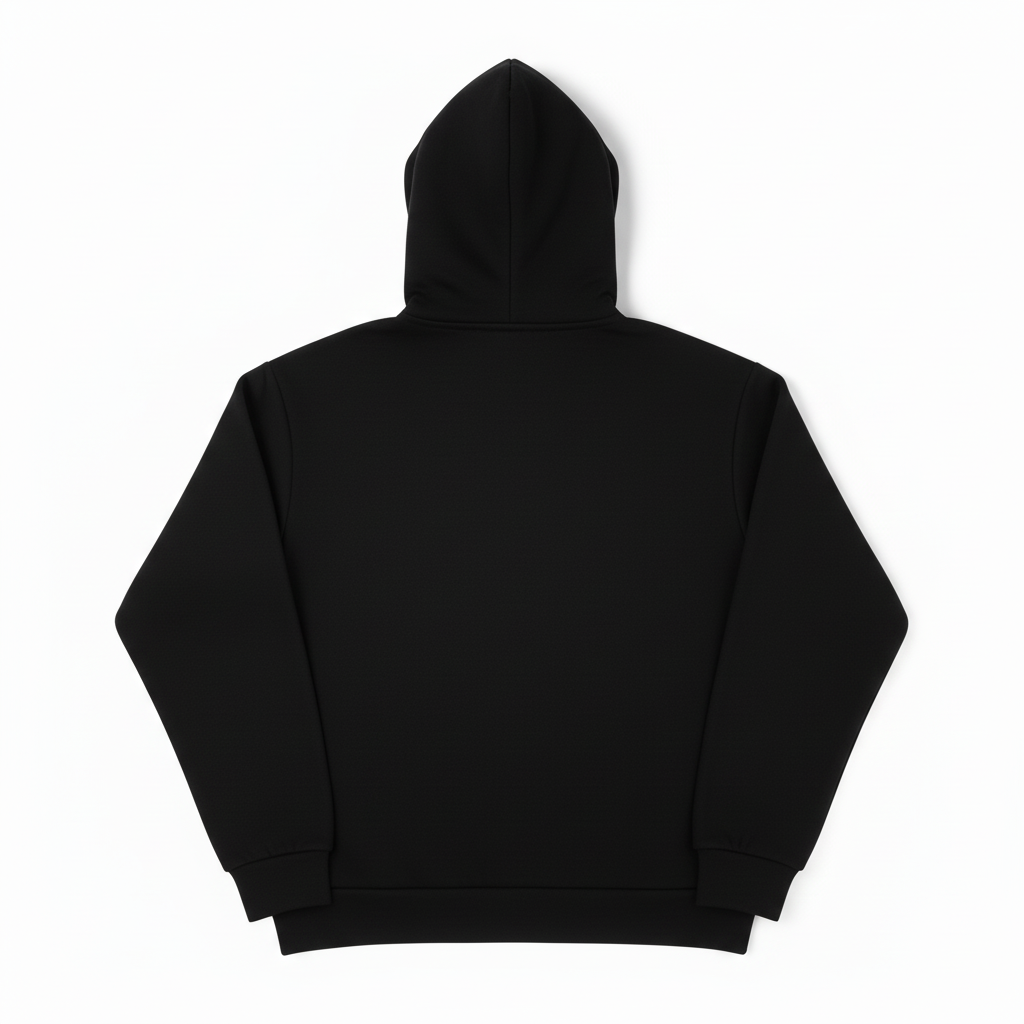 Black Full-Zip Hoodie - Back Flat Lay