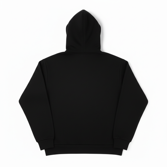 Black Full-Zip Hoodie - Back Flat Lay