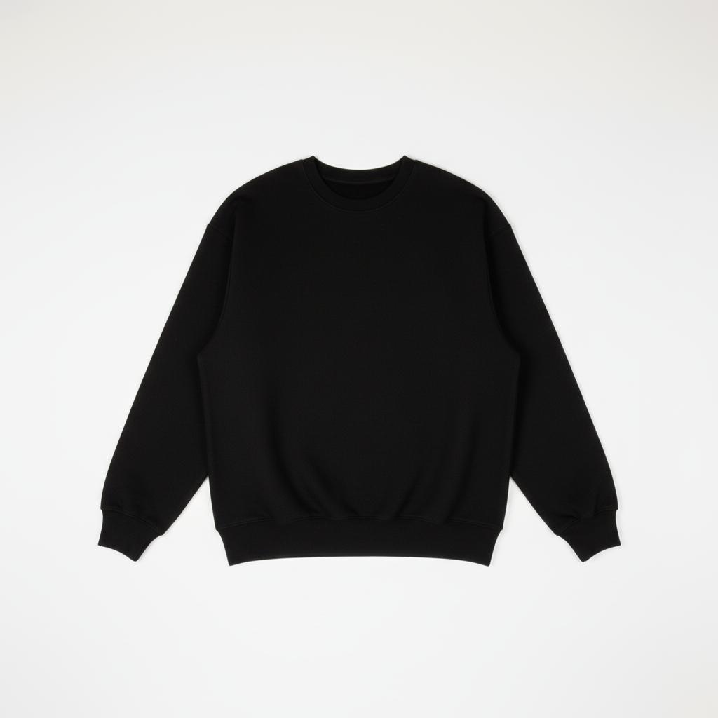Black Heavy Blend Fleece Crew Neck Flat Lay