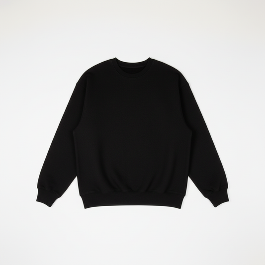 Black Heavy Blend Fleece Crew Neck Flat Lay