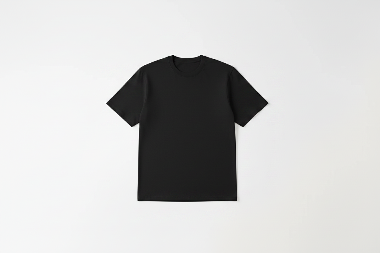 Black Tee Flat Lay
