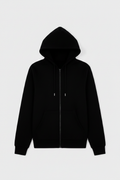Black Zip-Up Hoodie — Consistent Flat Lay