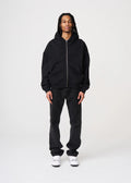 14 OZ Black Oversized Heavyweight Full-Zip Sweatshirt