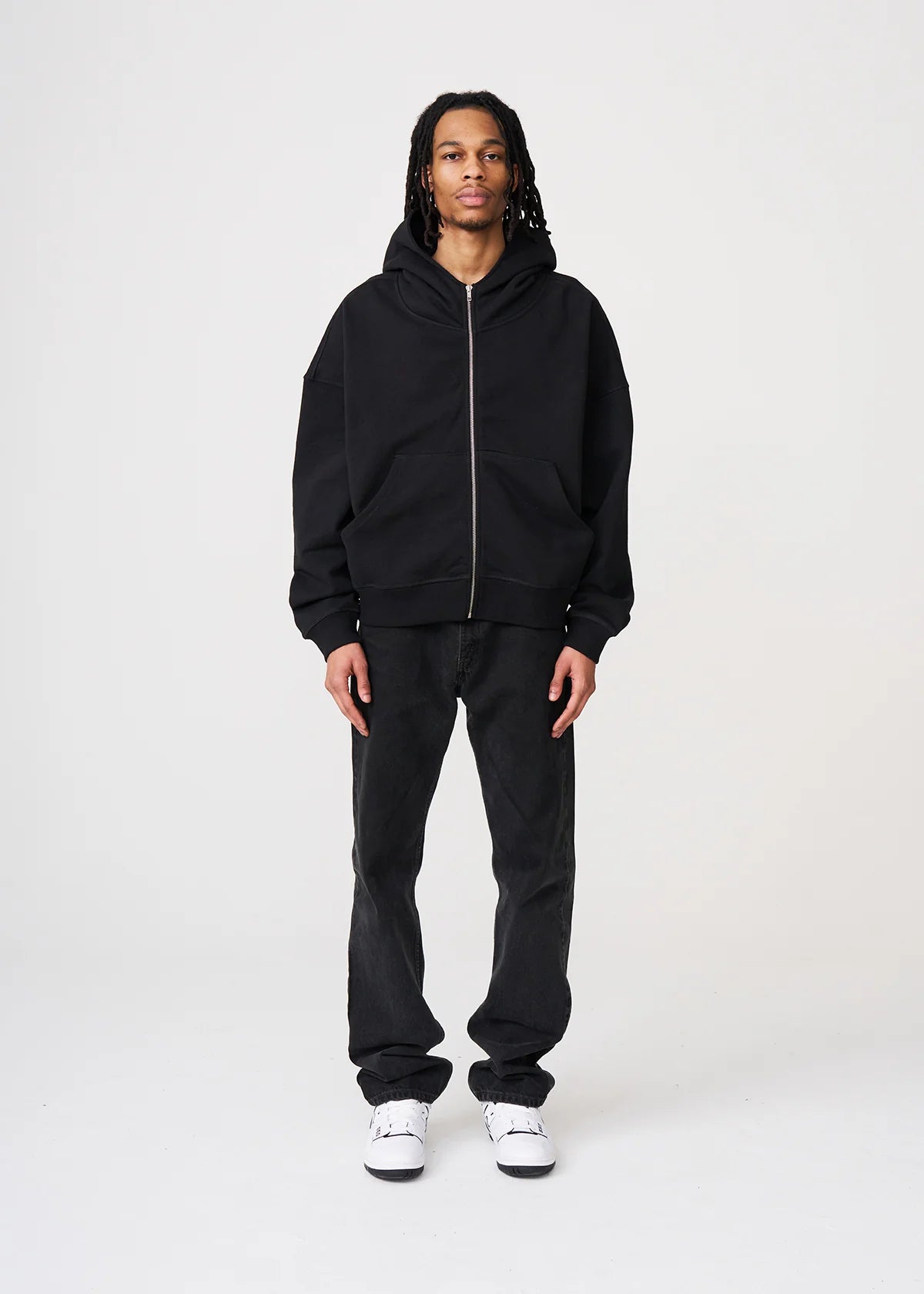 14 OZ Black Oversized Heavyweight Full-Zip Sweatshirt