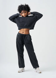 Pigment Black 14 Ounce French Terry Garment Dyed Mock Neck Sweatsuit