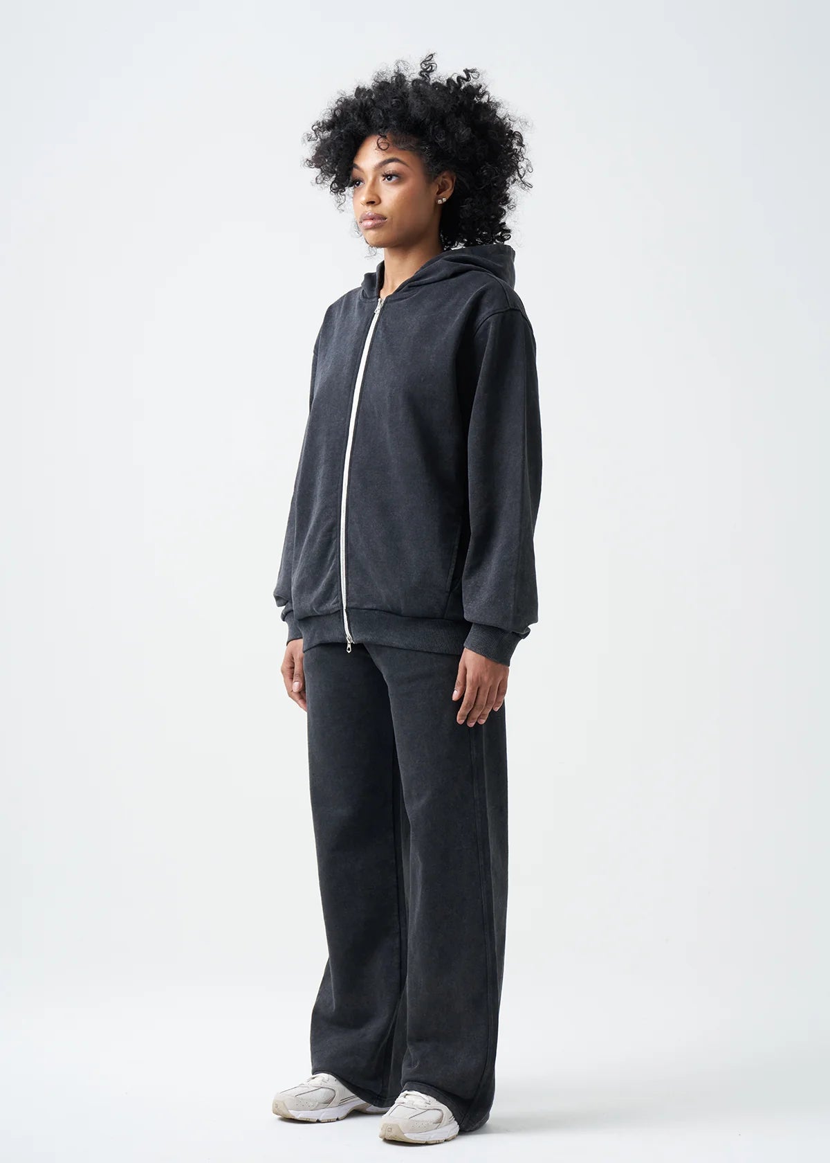 Pigment Black 14 Ounce Garment Dye Fleece Hooded Sweatsuit