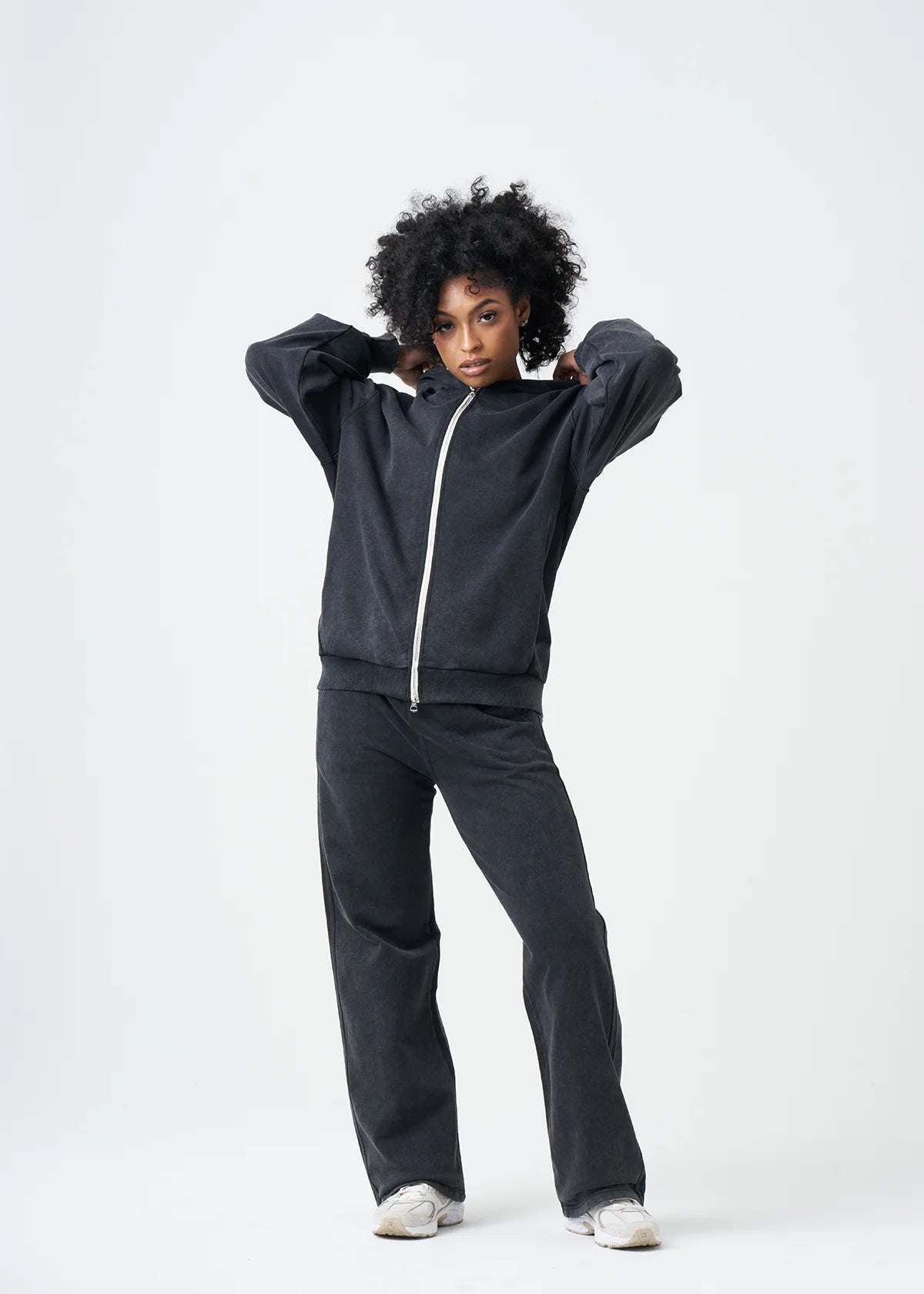 Pigment Black 14 Ounce Garment Dye Fleece Hooded Sweatsuit