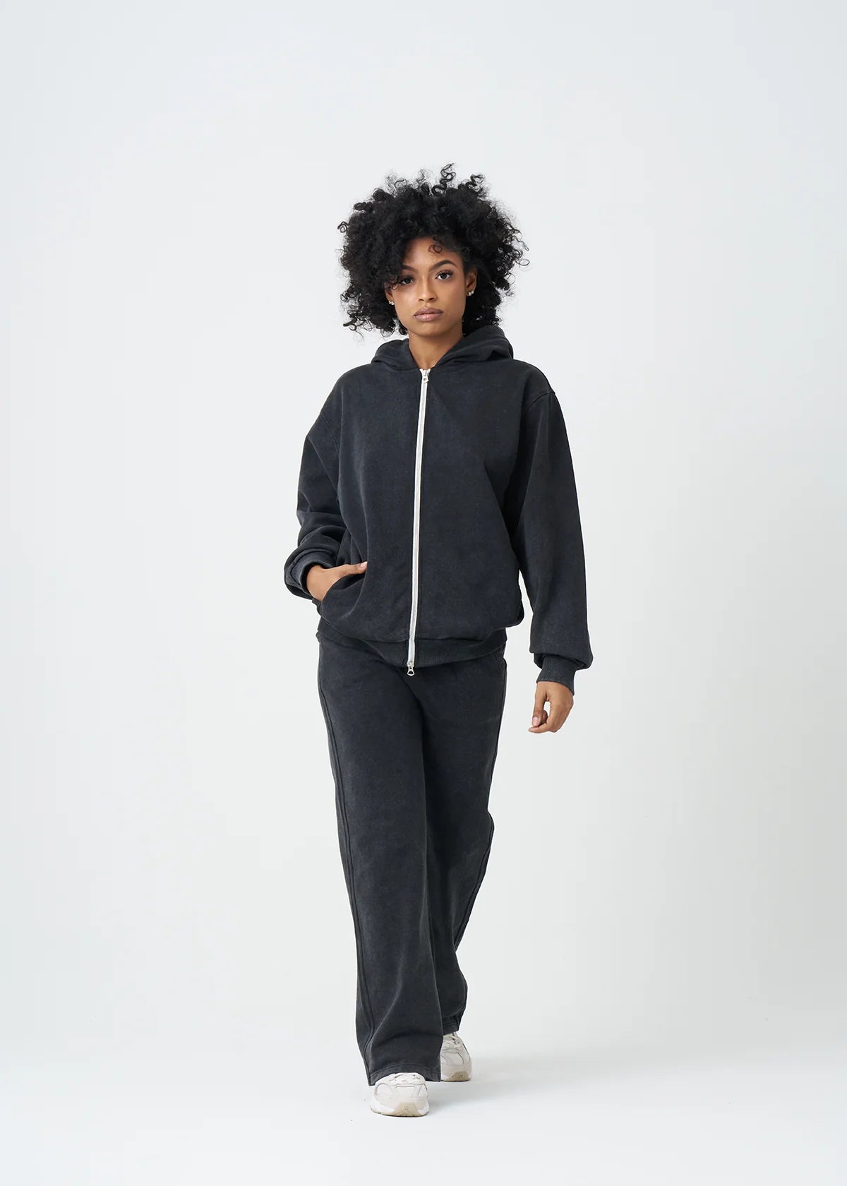 Pigment Black 14 Ounce Garment Dye Fleece Hooded Sweatsuit