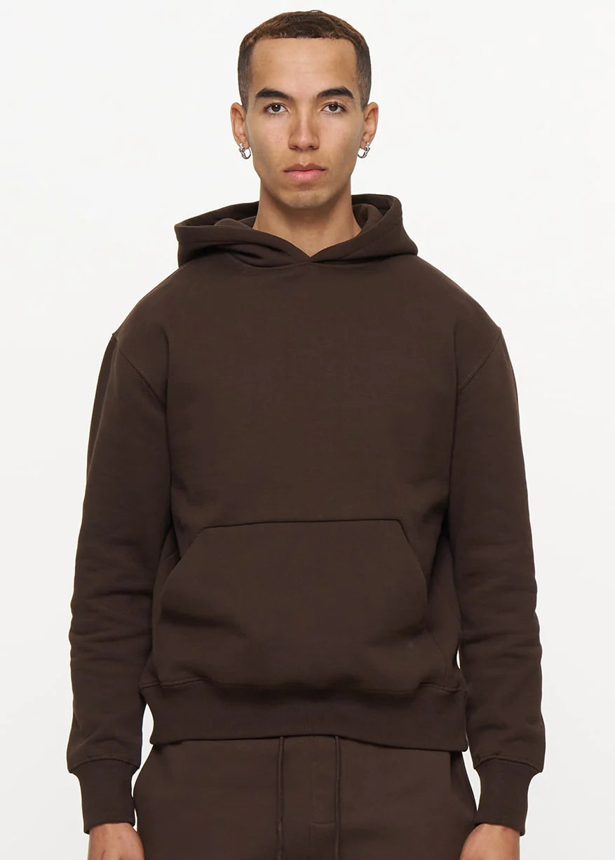 14 OZ Brown Heavyweight Fleece Hooded Sweatshirt