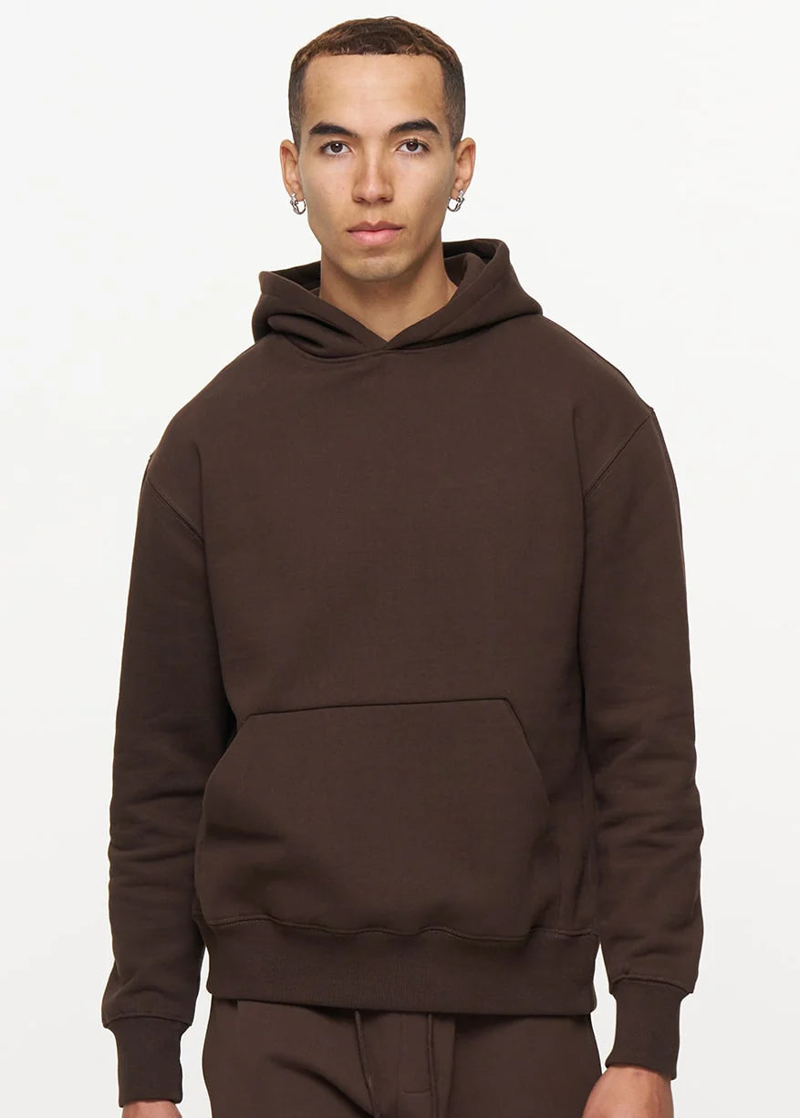 14 OZ Brown Heavyweight Fleece Hooded Sweatshirt