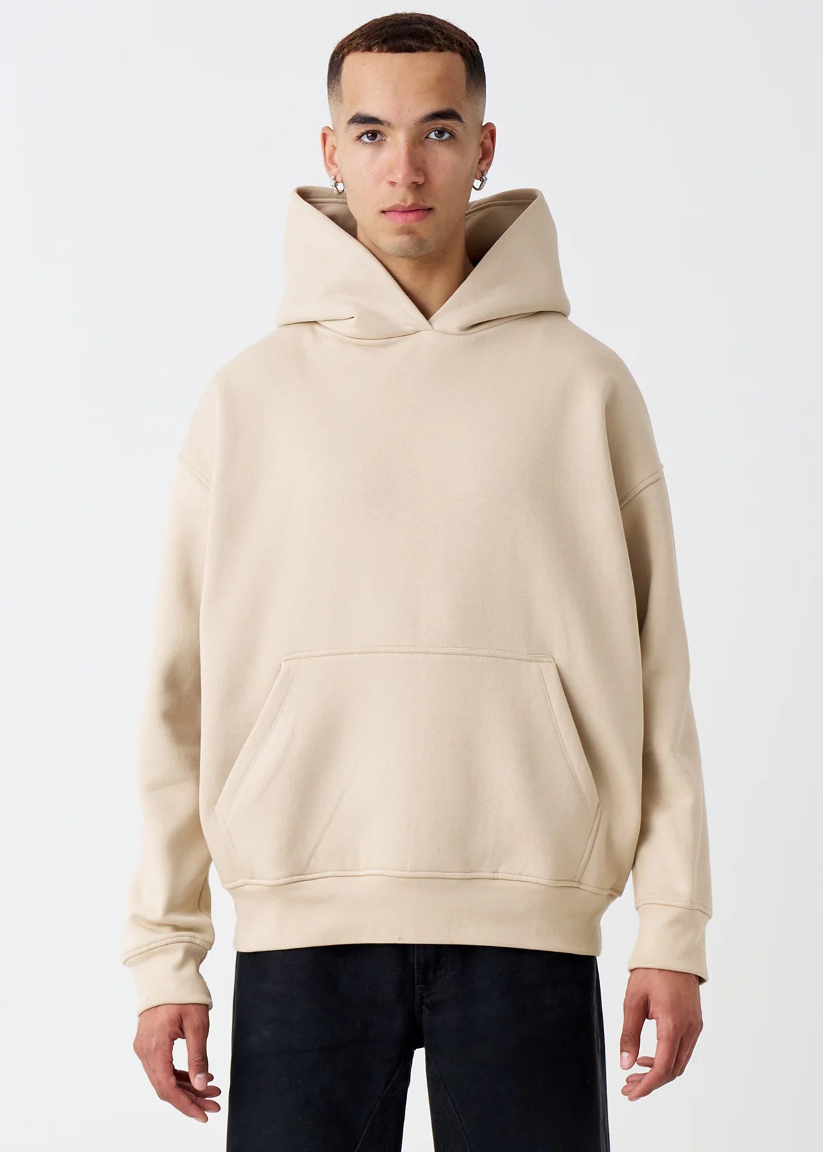 14 OZ Sand Oversized Heavyweight Fleece Hooded Sweatshirt