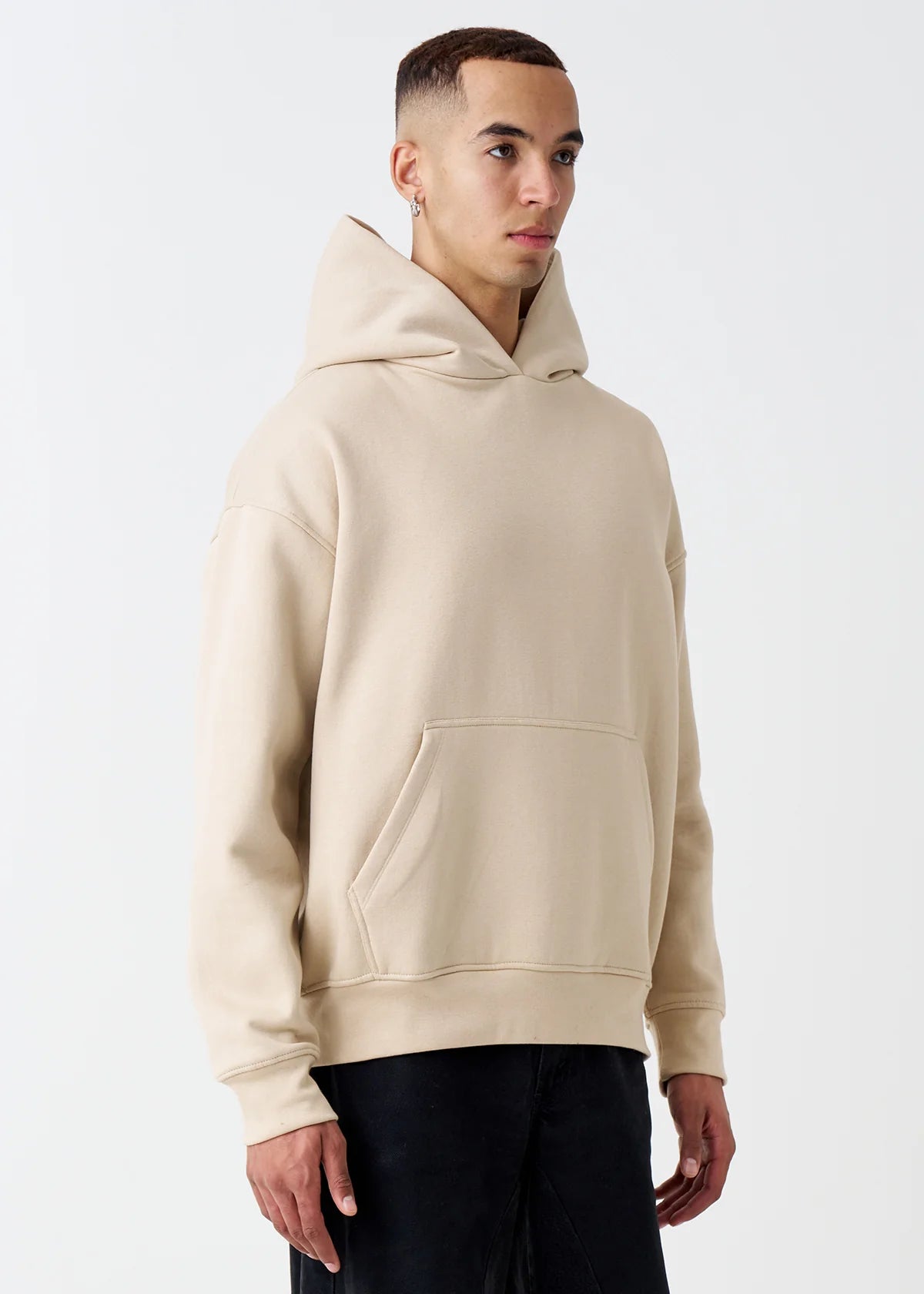 14 OZ Sand Oversized Heavyweight Fleece Hooded Sweatshirt