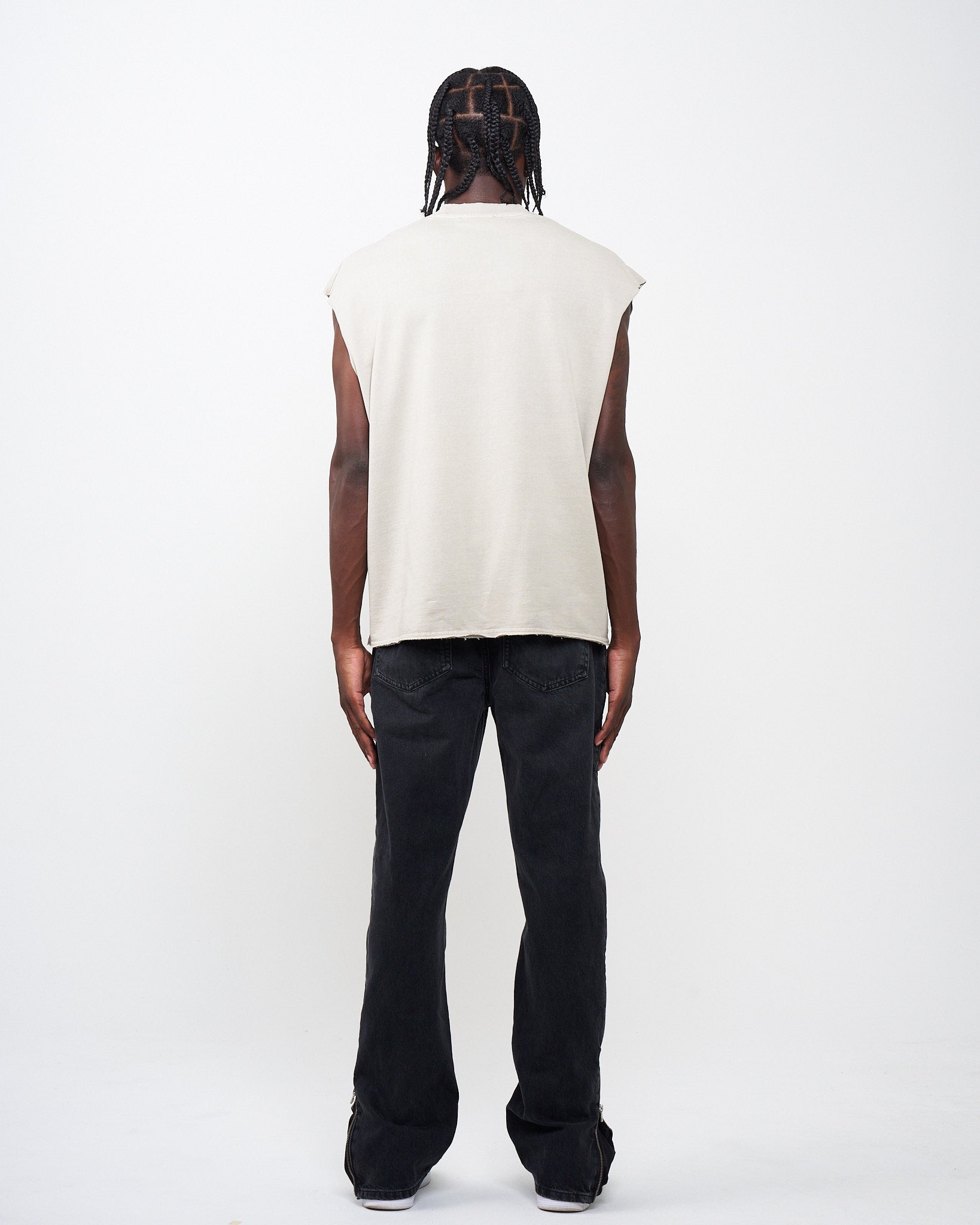 Khaki Distress Muscle Shirt