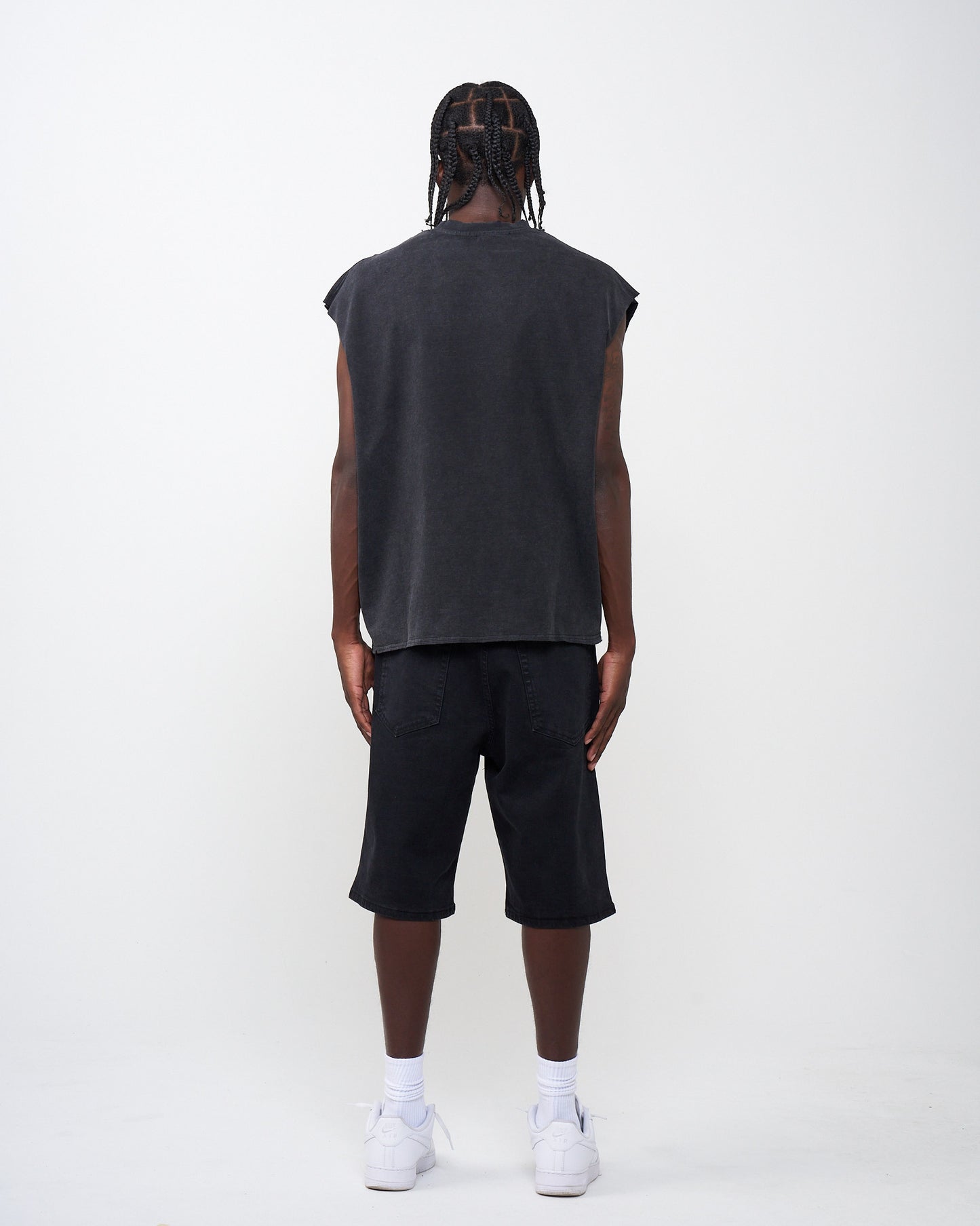 Black Distress Muscle Shirt