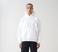14 OZ White Drop Shoulder Basic Hoodie
