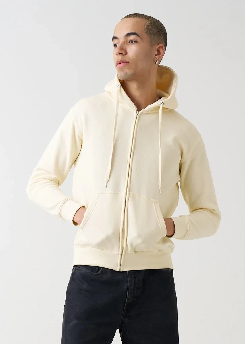 Off-White Heavy Blend Zip-Up Fleece Hooded SweatShirt