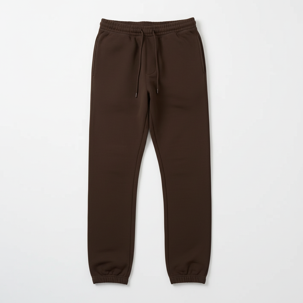 Brown 14oz Fleece Sweatpants Flat Lay