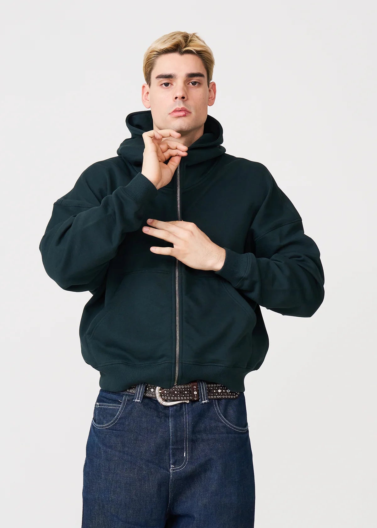 Dark Green Heavyweight Full-Zip Sweatshirt