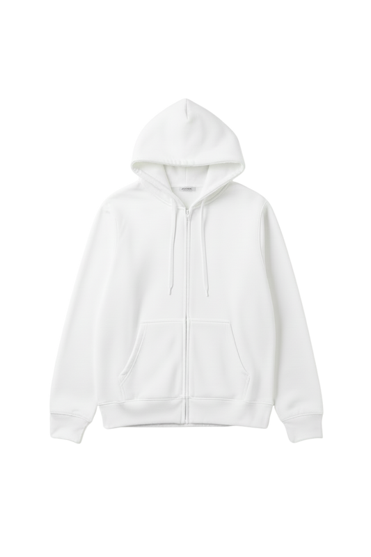 10 OZ White Heavyweight Zip-Up Hoodie