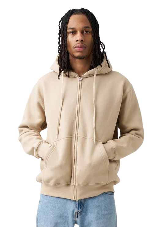 10 OZ Sand Heavyweight Zip-Up Hoodie