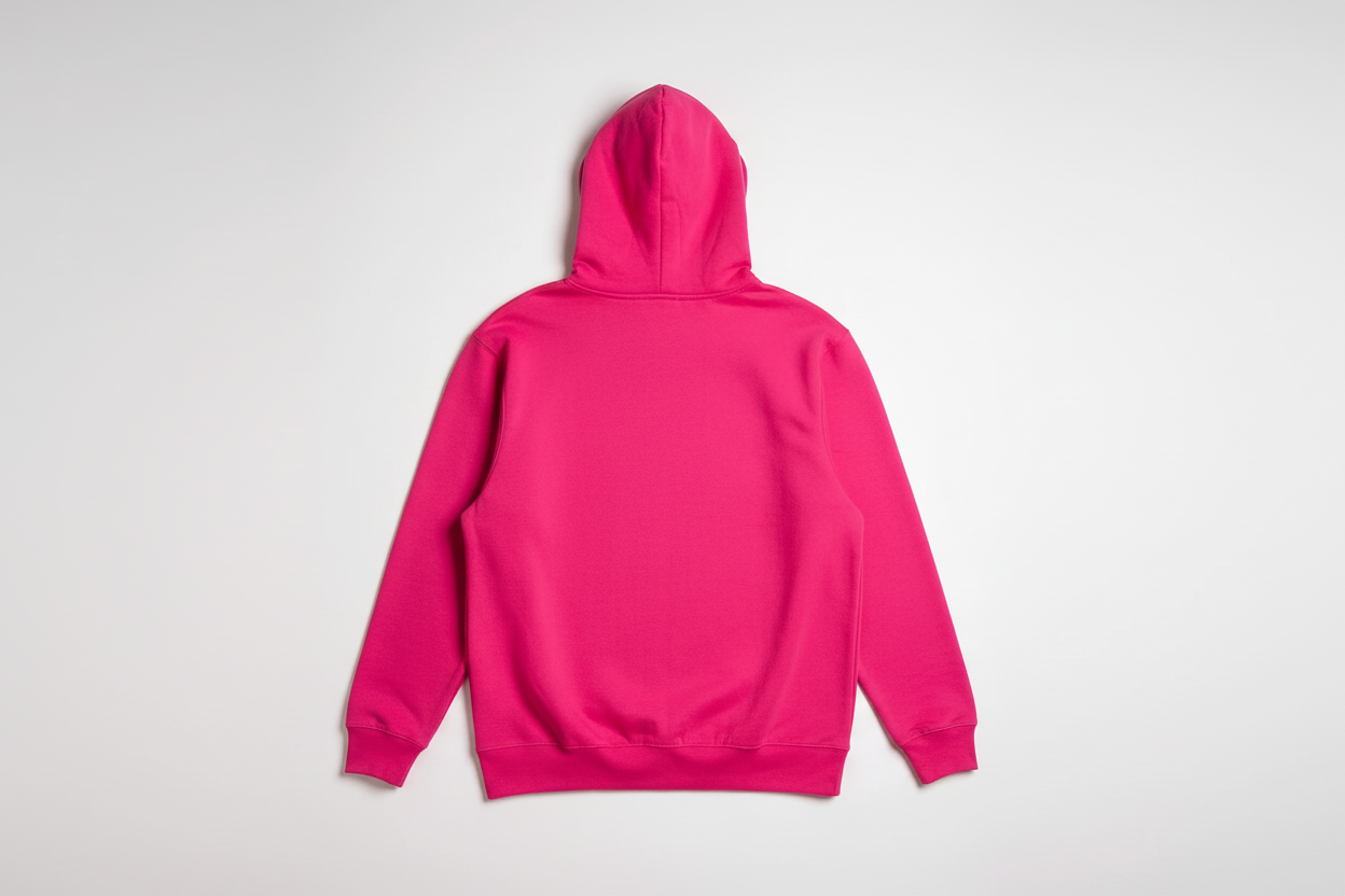 Hot Pink 10 OZ Hoodie Luxury Flat Lay Back View