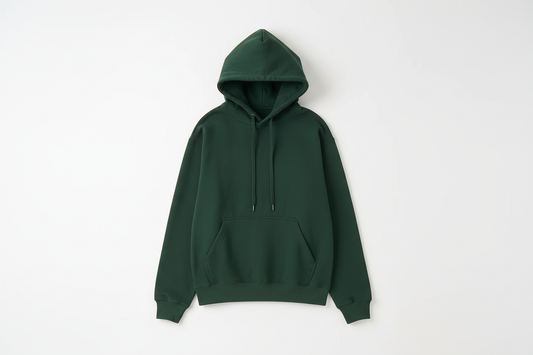 Hunter Green 10 OZ Hoodie Luxury Flat Lay Front View