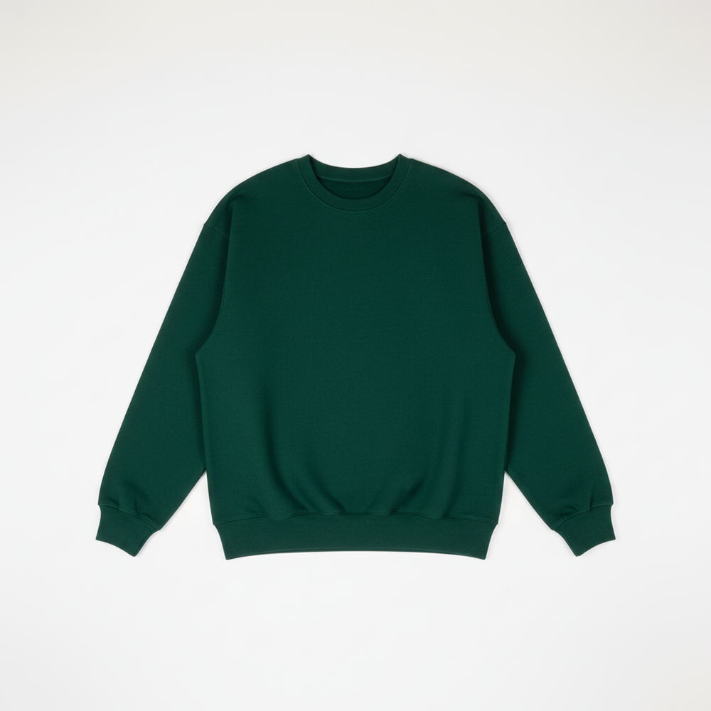 Hunter Green Heavy Blend Fleece Crew Neck Flat Lay