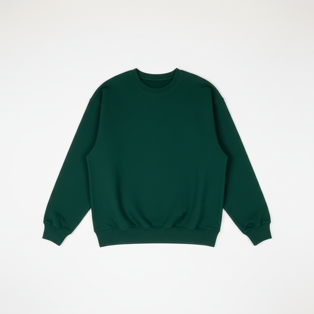 Hunter Green Heavy Blend Fleece Crew Neck Flat Lay