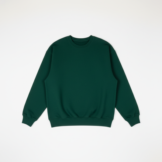 Hunter Green Heavy Blend Fleece Crew Neck Flat Lay