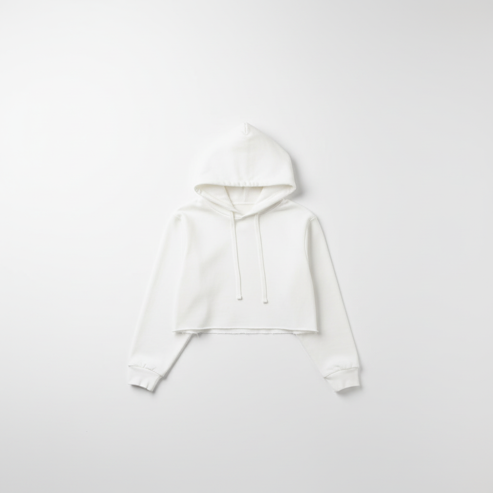 White Hooded Crop Top