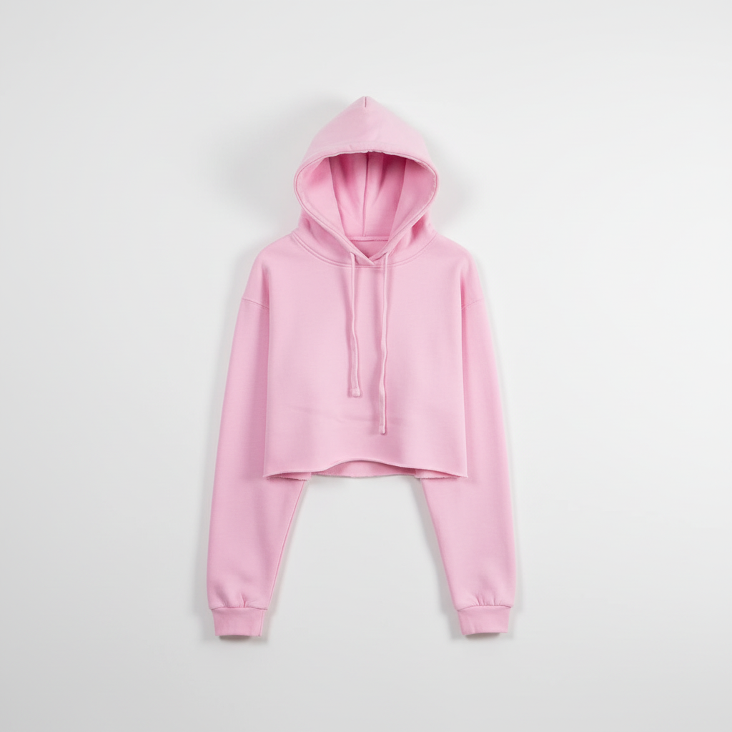 Pink Hooded Crop Top