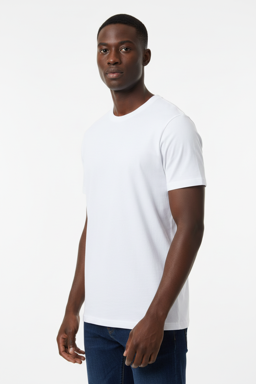 White Combed Cotton T-Shirt