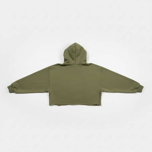 Olive Green Hooded Crop Top